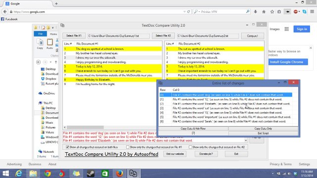 Free Tool for Comparing 2 Different Text Documents