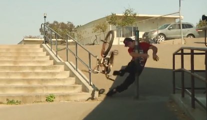 BMX Fail - Kinked Rail To Knock Out - BMX