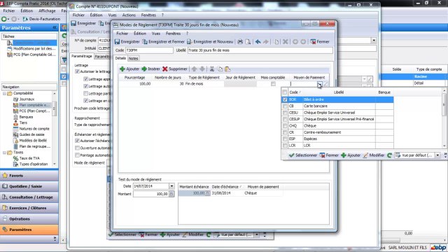 EBP Compta pratic 2014 : Création du plan comptable