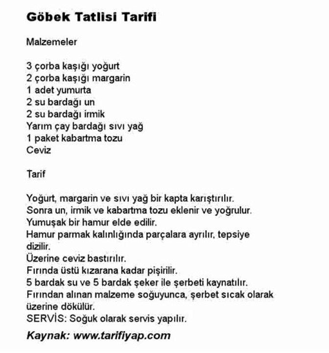 Göbek Tatlisi Tarifi