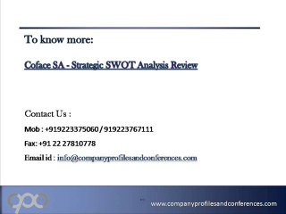 Coface SA - Strategic SWOT Analysis Review