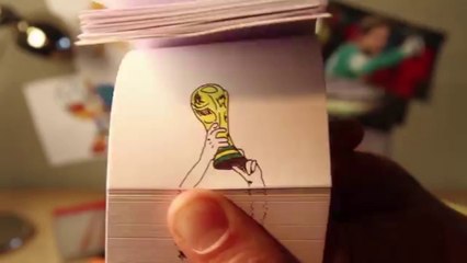 Artista reproduz golaços da Copa em bloco de papel