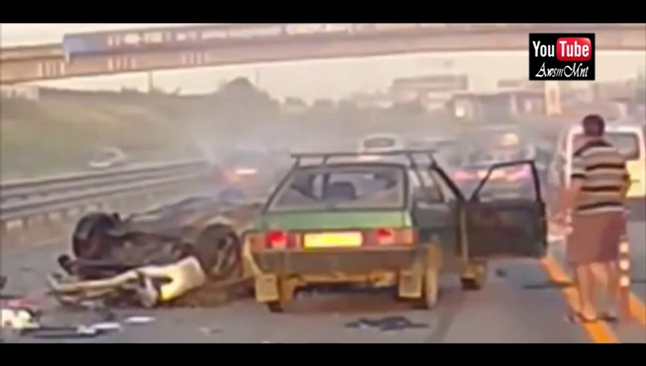 Worst Car Accident Ever Recorded - Woman Thrown 20 meters in the air! WOW!