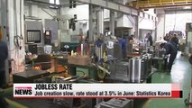 Korea's jobless rate stood at 3.5p in June Statistics Korea