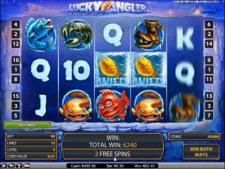 Lucky Angler Slot - Freespin Feature - Big Win (140x Bet)