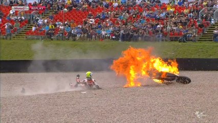 Johann Zarco's Bike Becomes Flying Fireball - Moto2 German GP 2014