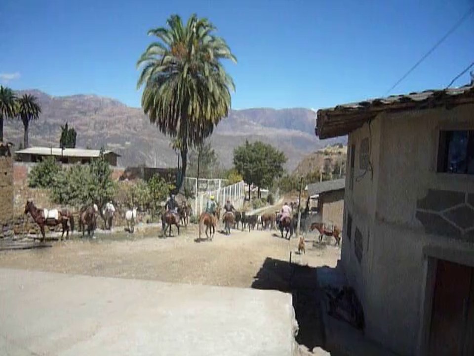 Chuquizongo, los encierros bajan por la calle del pueblo.