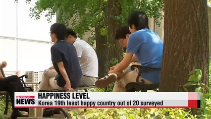 Korea second least happy nation among 20 key nations