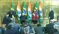 PM Narendra Modi and President of Brazil Dilma Rousseff at signing ceremony in Brasilia