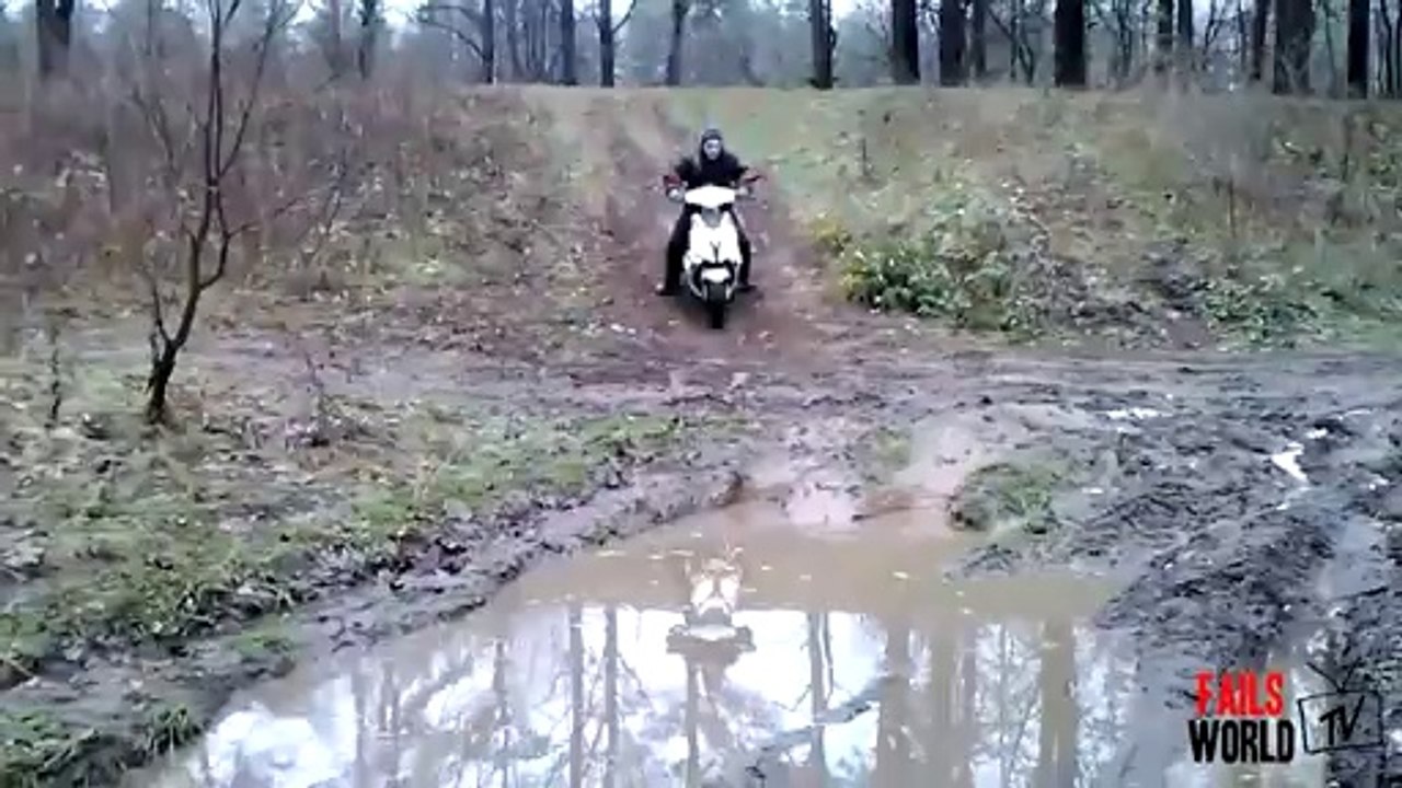 Mud Crossing with a scooter fail - Fails World