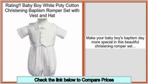 Best Rated Baby Boy White Poly Cotton Christening Baptism Romper Set with Vest and Hat