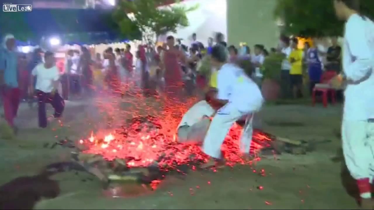 Walking On Hot Coal Attempt Goes Wrong