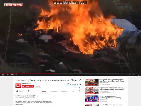 УДАЛЕННОЕ ВИДЕО ОТ LifeNews с места крушения малайзийского _Боинга-777_