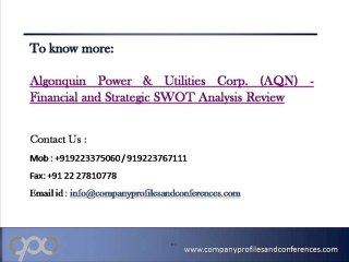 Algonquin Power & Utilities Corp.- Financial and Strategi