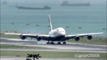Hong Kong Airport. British Airways Airbus A380 Landing. With Great Views of the Whole Airport