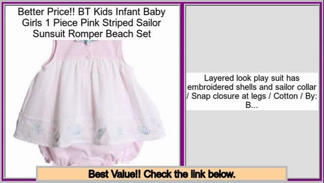 Save Price BT Kids Infant Baby Girls 1 Piece Pink Striped Sailor Sunsuit Romper Beach Set