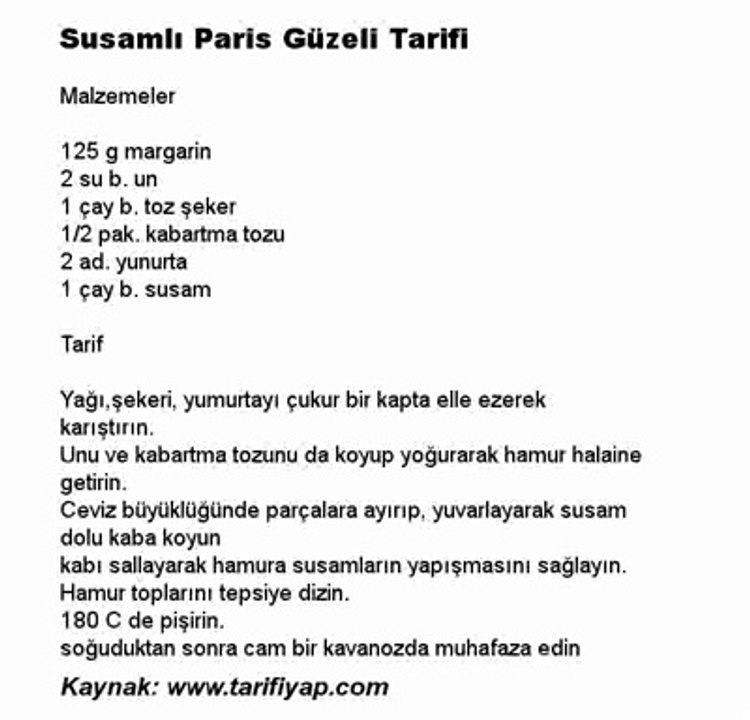 Susamlı Paris Güzeli Tarifi