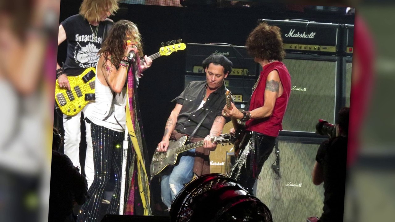 Johnny Depp Takes The Stage with Aerosmith in Massachusetts
