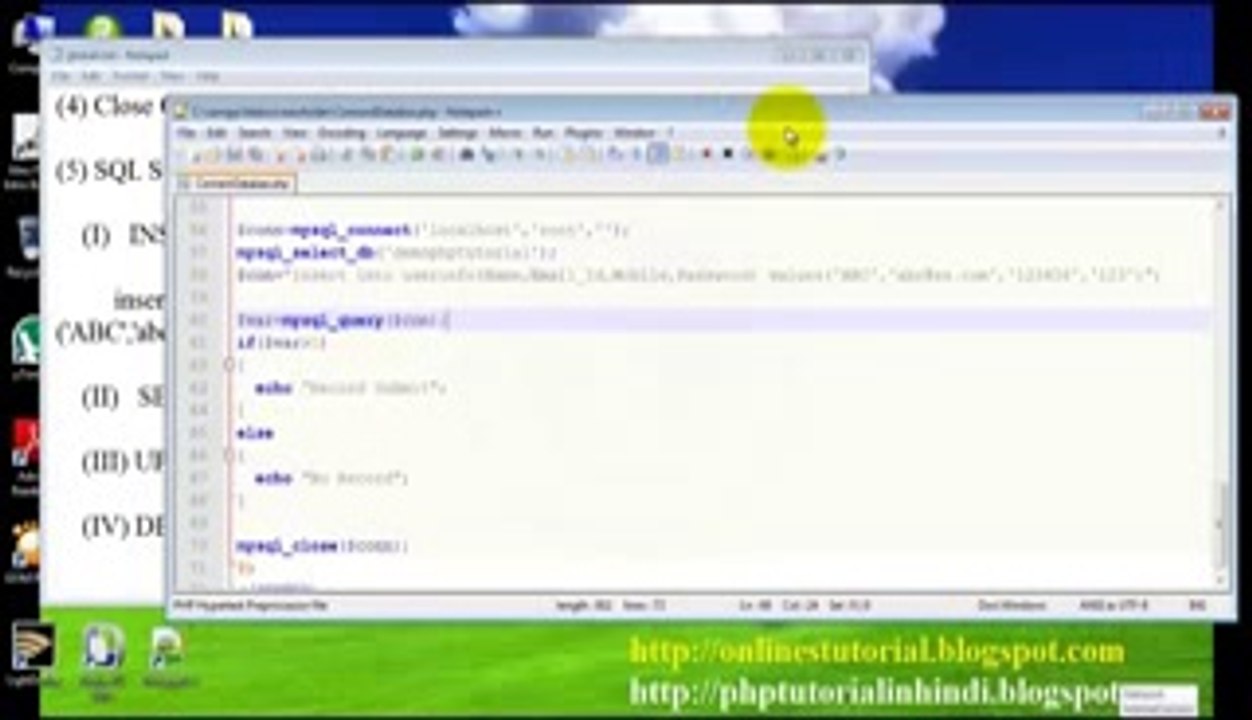 PHP Tutorial in Hindi Urdu-63 SQL Insert Statement oQuery with Example-2 2  by sharaj khan full hd