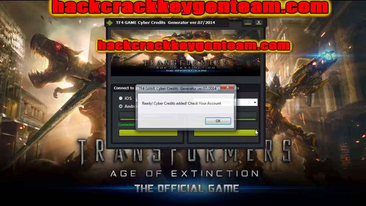 Transformers Age of Extinction Cyber Credits Generator
