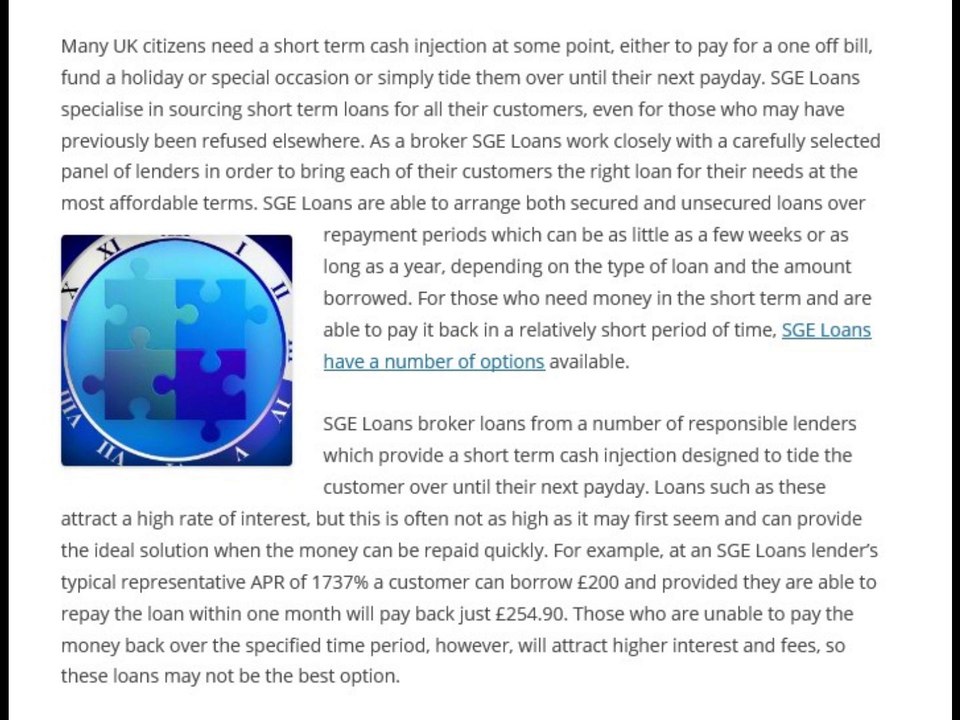 SGE Loans / Short Term Cash