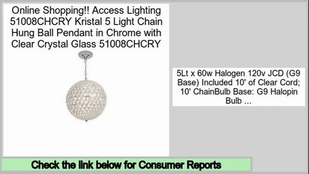 Deals Access Lighting 51008CHCRY Kristal 5 Light Chain Hung Ball Pendant in Chrome with Clear Crystal Glass 51008CHCRY