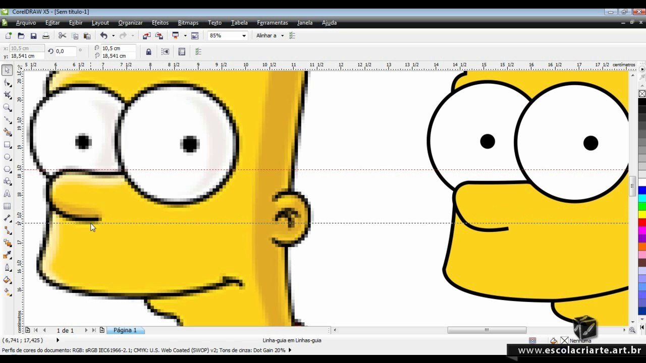Curso de Corel Draw X5 Aula 18 - Bart Simpson Parte 2 de 6