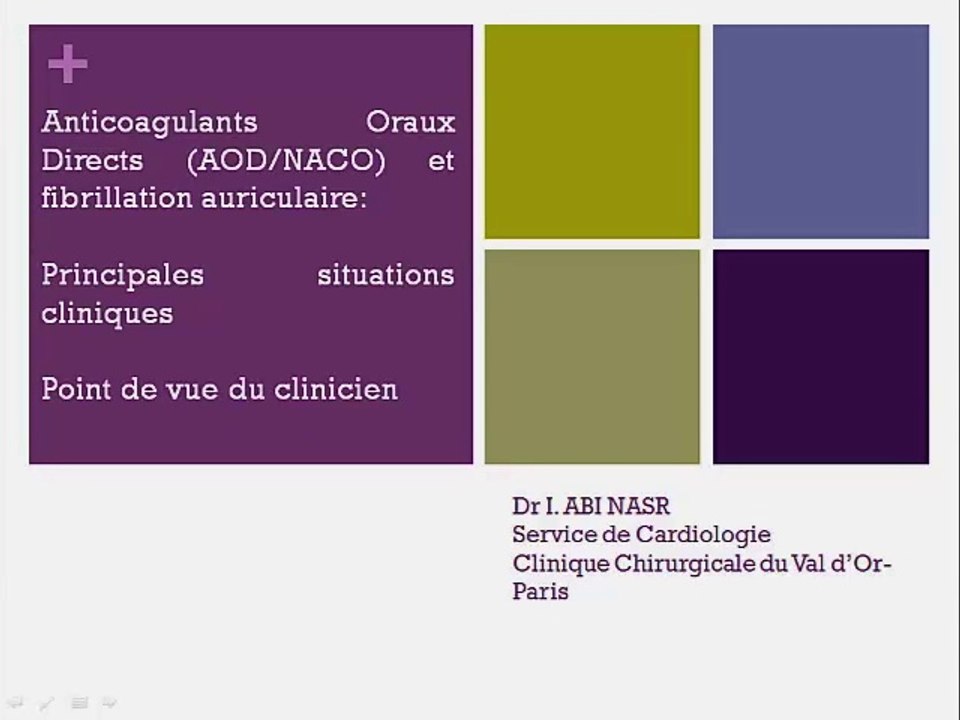 NacO dans la Fa, principales situations cliniques.