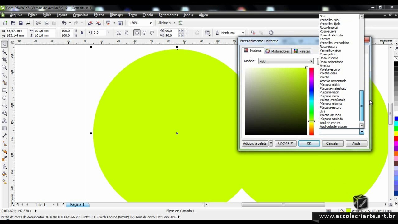 Curso de Corel Draw X5 Aula 30 - Preenchimento Sólido