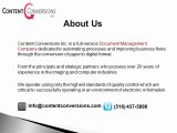 Document Managment Solutions- Data Entry| Document Scanning| Online Storage - Content Conversions Inc