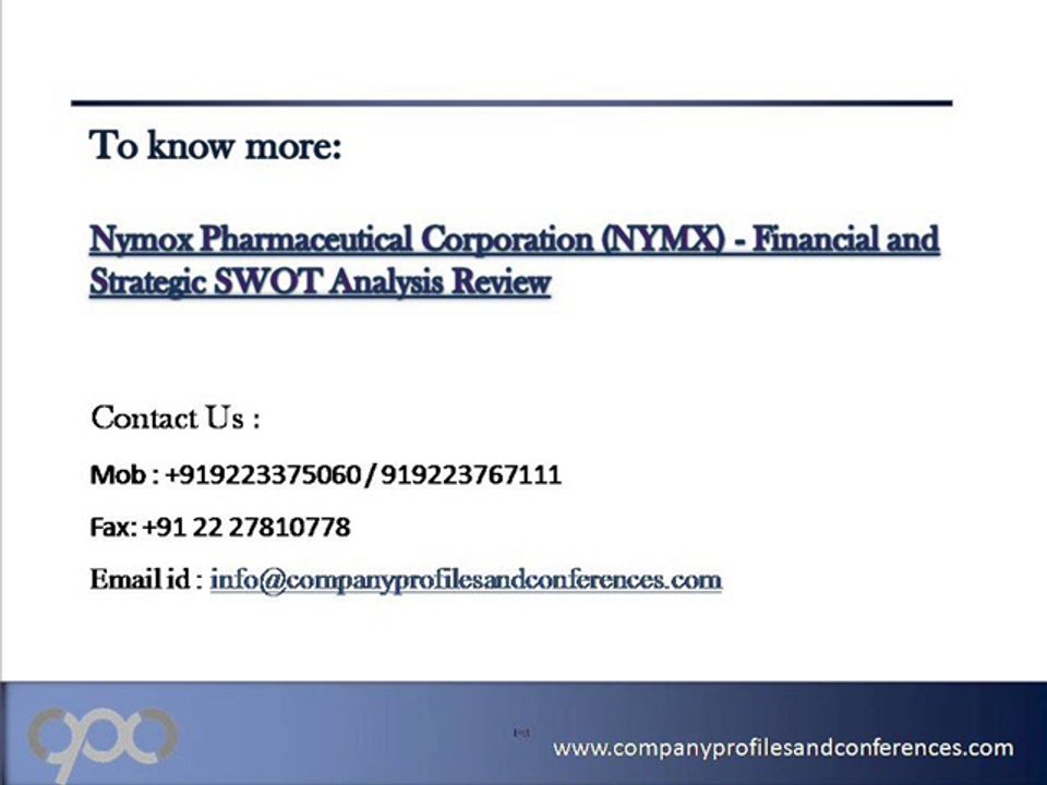 Nymox Pharmaceutical Corporation (NYMX) - Financial and Strategi
