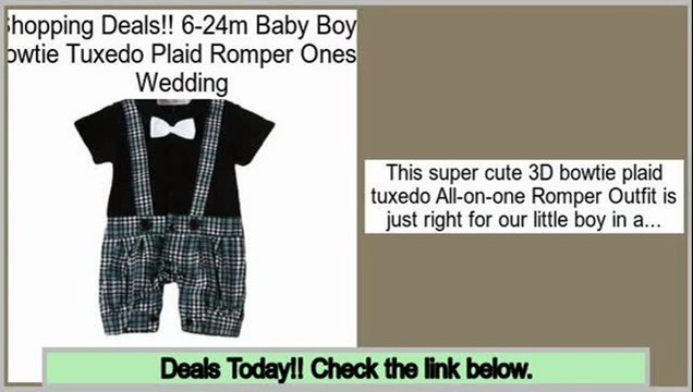 Check Price 6-24m Baby Boys Bowtie Tuxedo Plaid Romper Onesie Wedding