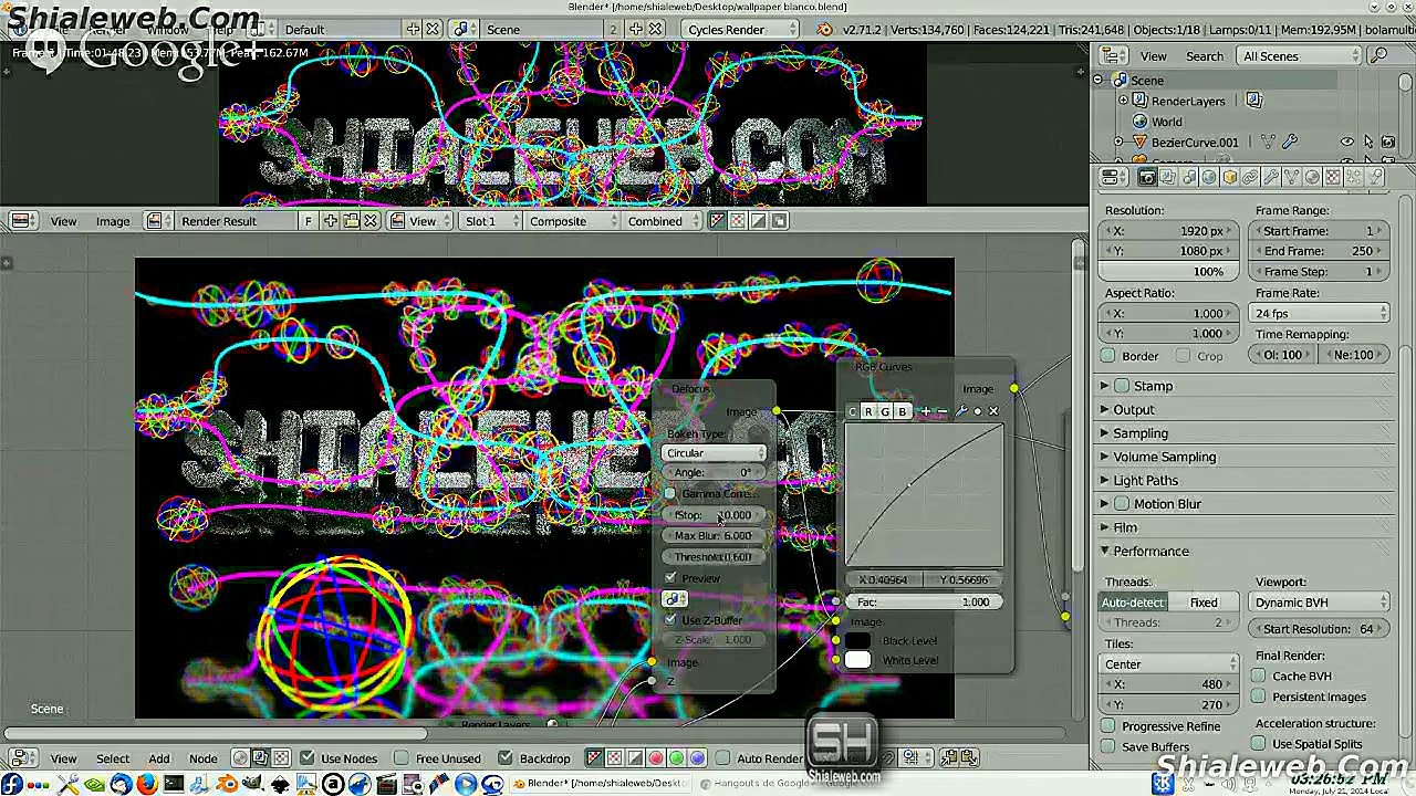 Blender Cycles Render Engine Elaboracion De Un WallPaper 3D En Linux Fedora 20 Colores Basicos Atom