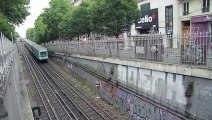 Crazy guy trying to jump on a moving train. Parkour champion fail!