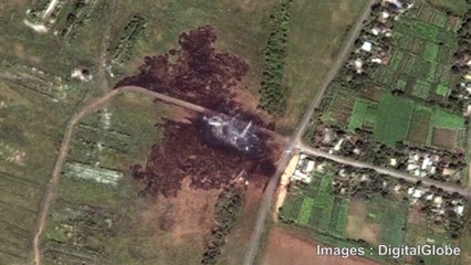 La zone de crash du vol MH 17 vu par satellite