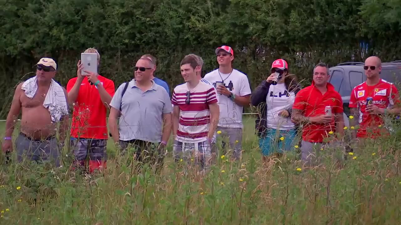 F1 2014 - 09 British GP - Pre-Race_ Lawnmower racing with Kimi