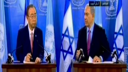 مؤتمر صحفي لنتنياهو وبان كي مون في القدس المحتلة