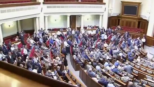 Brawl breaks out in Ukrainian parliament over downed plane