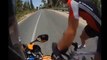 Lucky Cyclist, almost smashed and killed by motorcycle driver!
