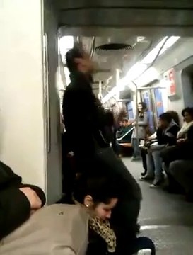 So crazy guitarist performing in the subway has a serious brain issue. NUTS!!!!!