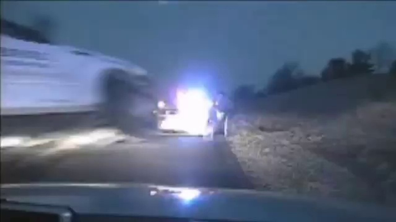 Dashcam Captures Dramatic Near Death Experience For Trooper