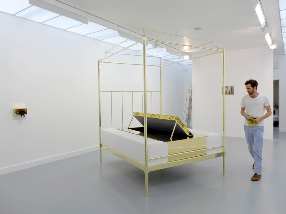 GOLDSTEEN Metal Manufacturing & Design producing a brass four poster bed for "Real Fake Gold"