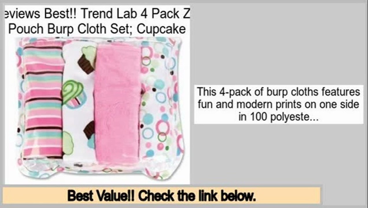 Top Rated Trend Lab 4 Pack Zip Pouch Burp Cloth Set; Cupcake
