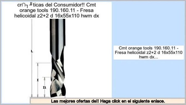 Los m�s vendidos Cmt orange tools 190.160.11 - Fresa helicoidal z2+2 d 16x55x110 hwm dx
