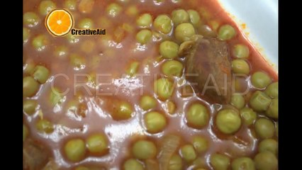 طريقة سهلة ولذيذة لعمل البازلاء مع قطع اللحم