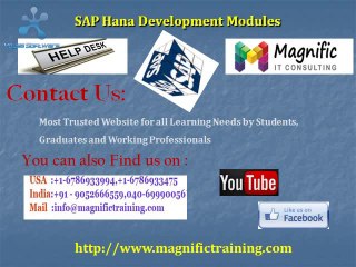 Sap Hana Dev online training@magnifictraining.com