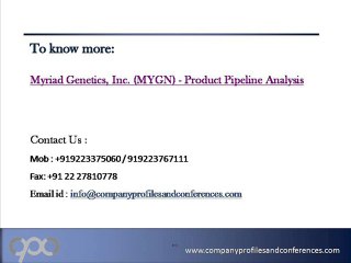 Myriad Genetics, Inc. - Product Pipeline Analysis
