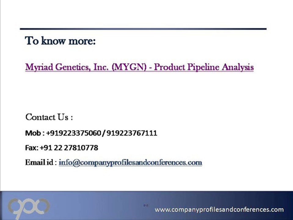 Myriad Genetics, Inc. - Product Pipeline Analysis