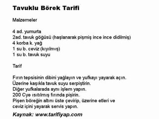 Tavuklu Börek Tarifi