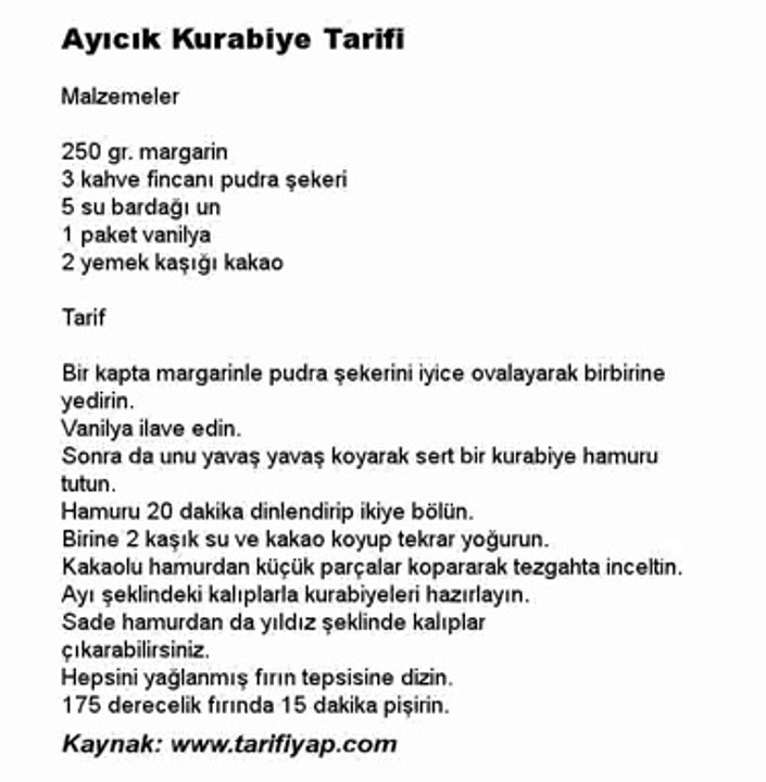 Ayıcık Kurabiye Tarifi